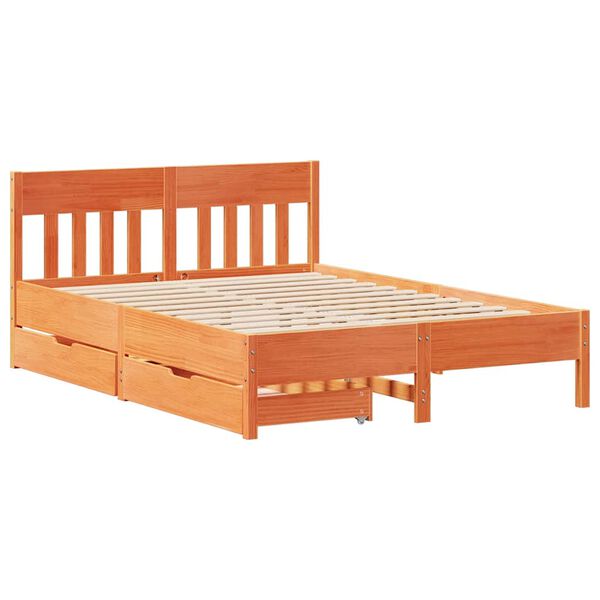 vidaXL Letto senza Materasso Marrone Cera 120x200 cm in Legno di Pino