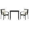 vidaXL Set da Pranzo per Giardino con cuscino 3 pcs Nero polyrattan