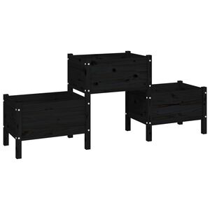 vidaXL Fioriera Nera 178,5x44x75 cm in Legno Massello di Pino