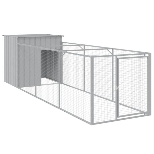 vidaXL Casetta Cani Corsa Grigio Chiaro 110x405x110 cm Acciaio Zincato