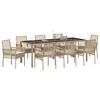 vidaXL Set da Pranzo per Giardino 9 pcs Beige polyrattan