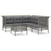 vidaXL Set Divani da Giardino 6 pz con Cuscini in Polyrattan Grigio