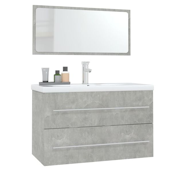 vidaXL Set Mobili da Bagno 3 pz Grigio Cemento