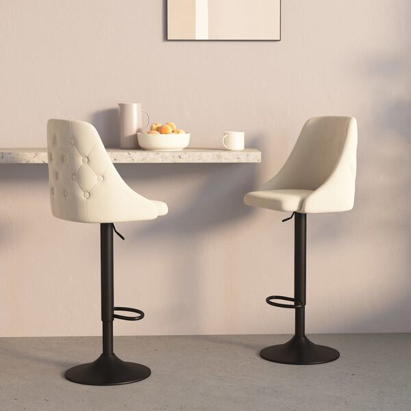 vidaXL Sedie da Bar 2 pz Crema in Velluto