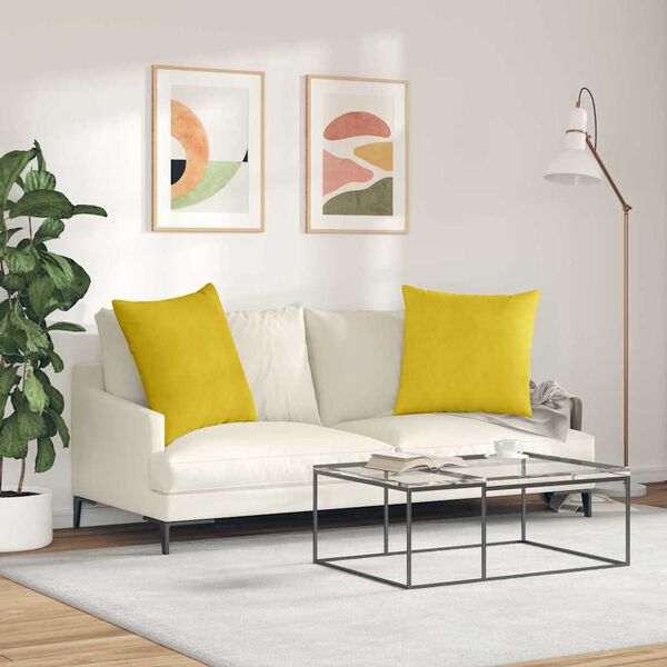 vidaXL Cuscini da Divano 2 pcs Giallo 60 x 60 cm Tessuto in Cords