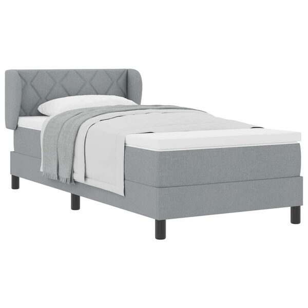 vidaXL Letto a molle con materasso Grigio chiaro 90 x 190 cm Tessuto