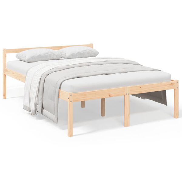 vidaXL Letto per Anziani 135x190 cm Double in Legno Massello di Pino