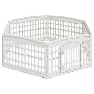vidaXL Panchetto per Cani a 6 Pannelli Bianco 179 x 151 x 58 cm