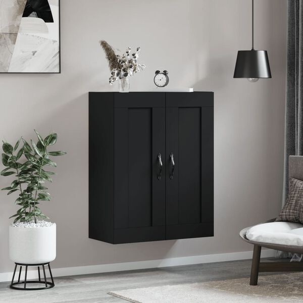 vidaXL Mobile a Parete Nero 69,5x34,90 cm in Legno Multistrato