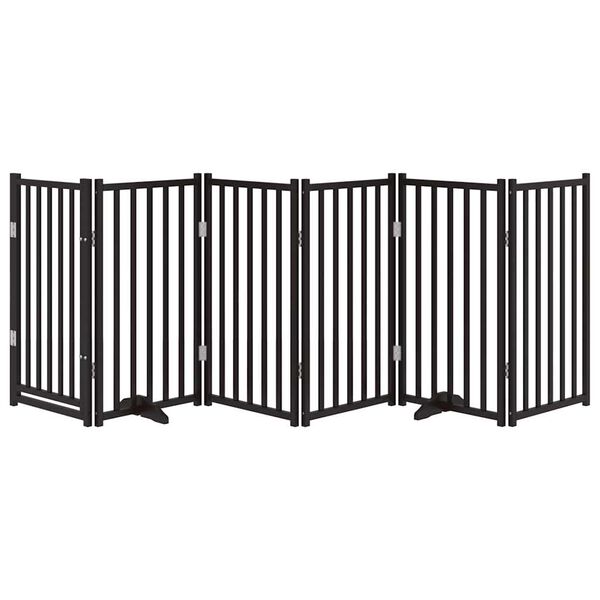 vidaXL Cancello Cani Pieghevole Nero 6 Pannelli 300 cm Massello Abete