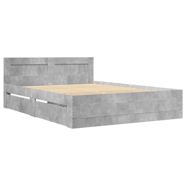 vidaXL Giroletto Testiera Grigio Cemento 120x200 cm Legno Multistrato