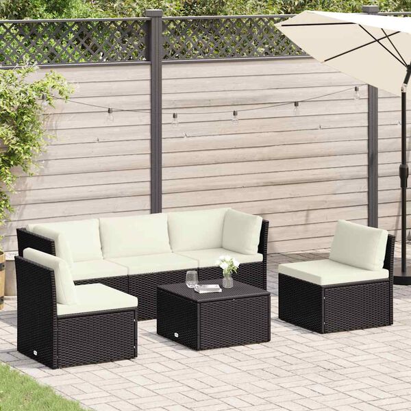 vidaXL Set Divani da Giardino 4 pz con Cuscini in Polyrattan Marrone
