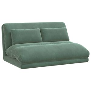 vidaXL Sedia a pavimento regolabile Verde Mare Velluto