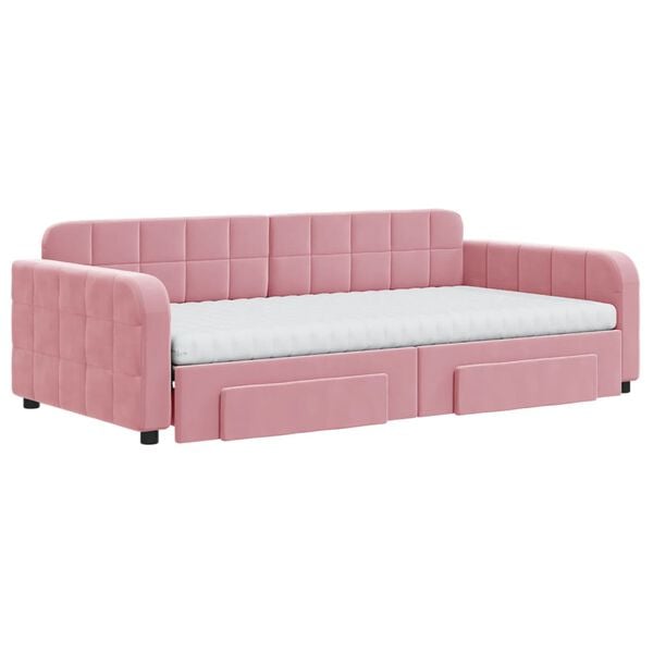 vidaXL Divano Letto Estraibile con Cassetti Rosa 100x200 cm Velluto