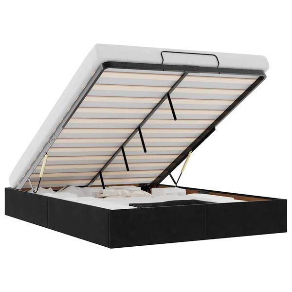 vidaXL Struttura Letto Pouf senza Materasso Nero 140x200 cm in Velluto