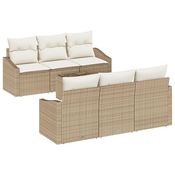 vidaXL Set di divani con cuscino 7 pcs Beige e Crema polyrattan