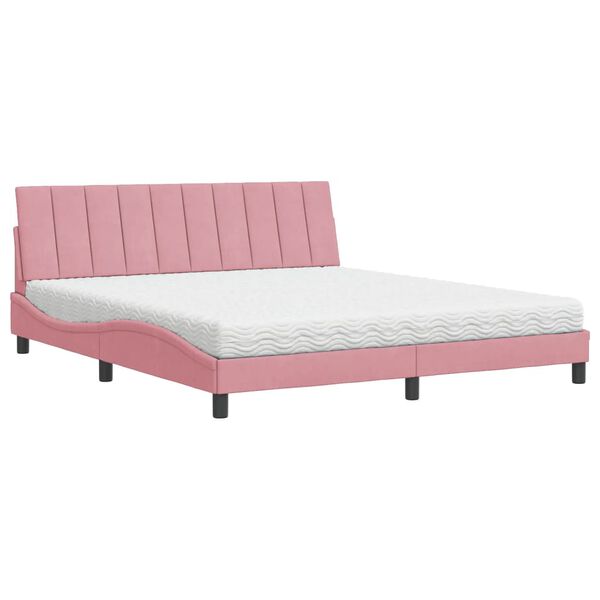 vidaXL Letto con Materasso Hanko Rosa 180x200 cm in Velluto