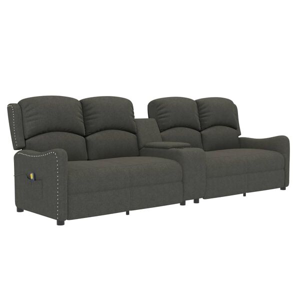 vidaXL Divano Massaggio a 4 Posti con Portabicchieri Grigio Scuro