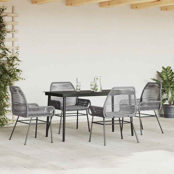 vidaXL Set da Pranzo da Giardino 5 pz con Cuscini Polyrattan Vetro