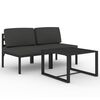 vidaXL Set Divani da Giardino 3 pz con Cuscini in Alluminio Antracite