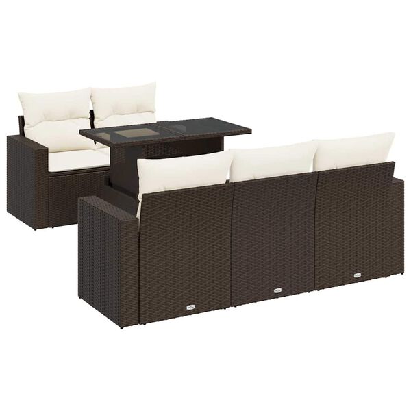 vidaXL Set Divano da Giardino 6 pz con Cuscini Marrone in Polyrattan