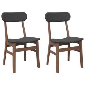 vidaXL Sedie da Pranzo con Cuscini 2pz Marrone Legno Massello di Hevea
