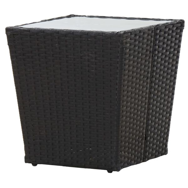 vidaXL Tavolino Nero 41,5x41,5x43 cm in Polyrattan e Vetro Temperato