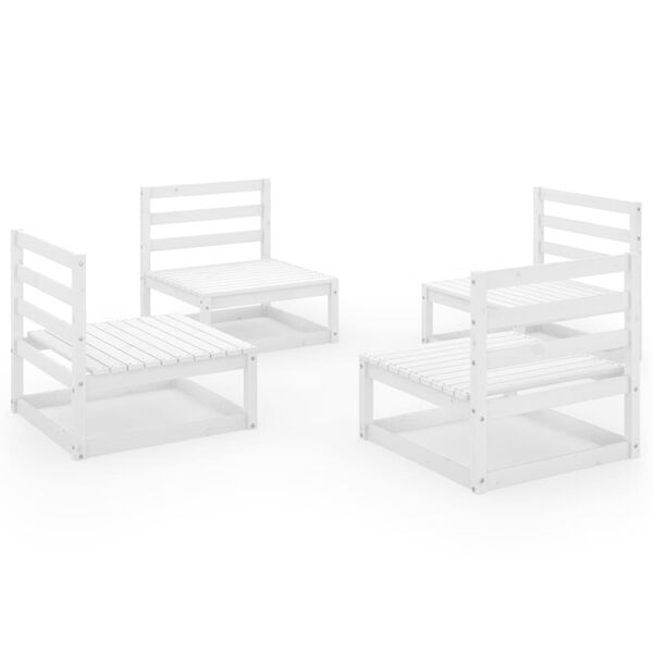 vidaXL Set Divani da Giardino 4 pz Bianco in Legno Massello di Pino
