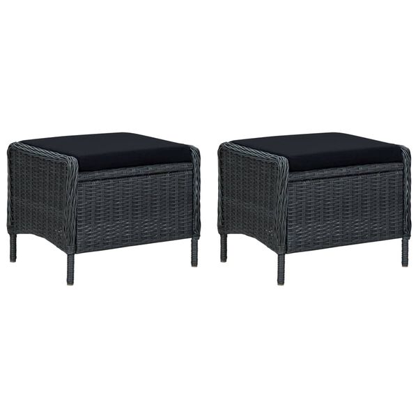 vidaXL Set Divani da Giardino 3 pz con Cuscini Polyrattan Grigio Scuro