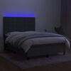 vidaXL Letto a Molle Materasso e LED Grigio Scuro 140x200cm in Tessuto