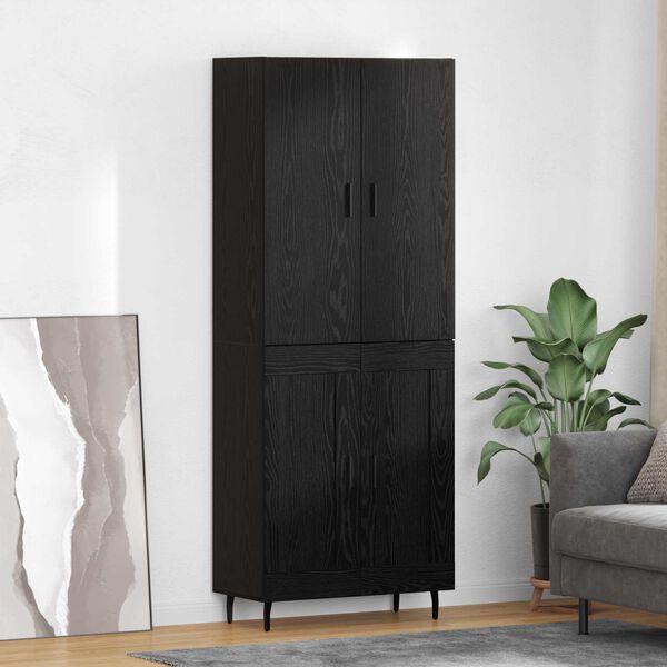 vidaXL Credenza 2 pcs Rovere nero Legno Stratificato e Vetro