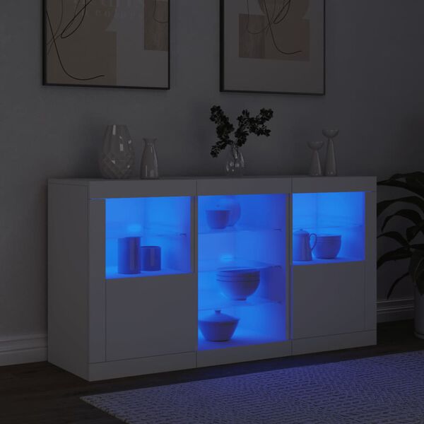 vidaXL Credenza con Luci LED Bianca 123x37x67 cm