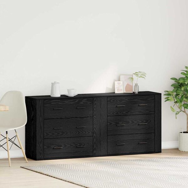 vidaXL Credenza Rovere Nero 160 x 33 x 70 cm Legno multistrato