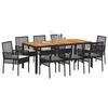 vidaXL Set da Pranzo per Giardino 9 pcs Nero polyrattan