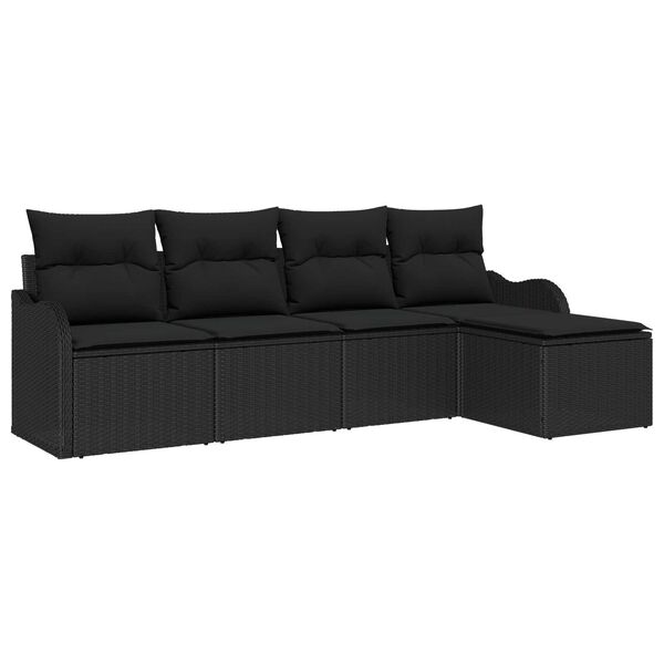 vidaXL Set Divano da Giardino Nero polyrattan