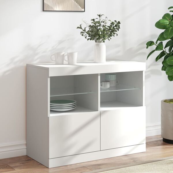 vidaXL Credenza con Luci LED Bianca 81x37x67 cm