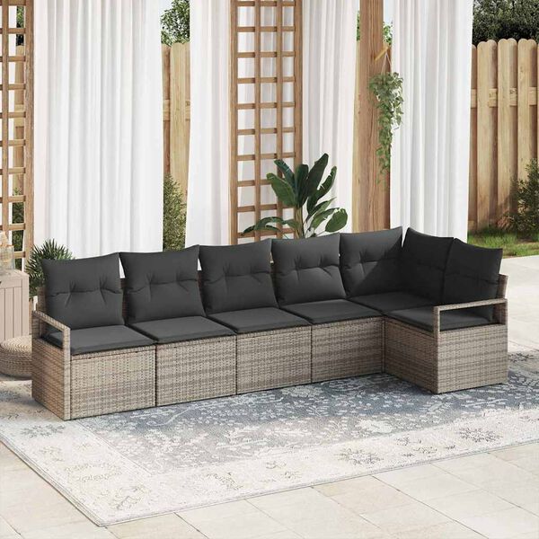 vidaXL Set di divani 6 pcs Grigio polyrattan