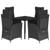 vidaXL Set da Pranzo da Giardino 5 pz Nero con Cuscini in Polyrattan