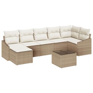 vidaXL Set Divano da Giardino 8 pcs Beige e Crema polyrattan