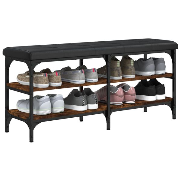 vidaXL Panca Porta Scarpe Rovere Fumo 102x32x47cm in Legno Multistrato