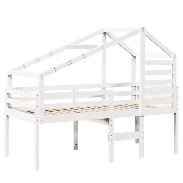 vidaXL Letto a Soppalco con Tetto Bianco 90x190 cm in Legno di Pino