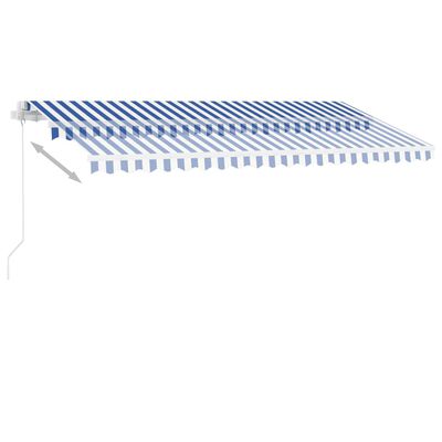 vidaXL Tenda da Sole Retrattile Manuale con LED 400x300cm Blu e Bianca