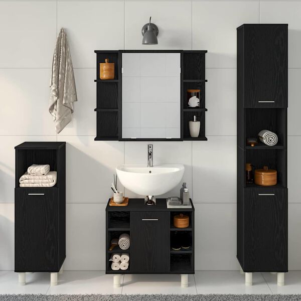 vidaXL Set di mobili per il bagno 4 pcs Nero 30 x 30 x 179.5 cm