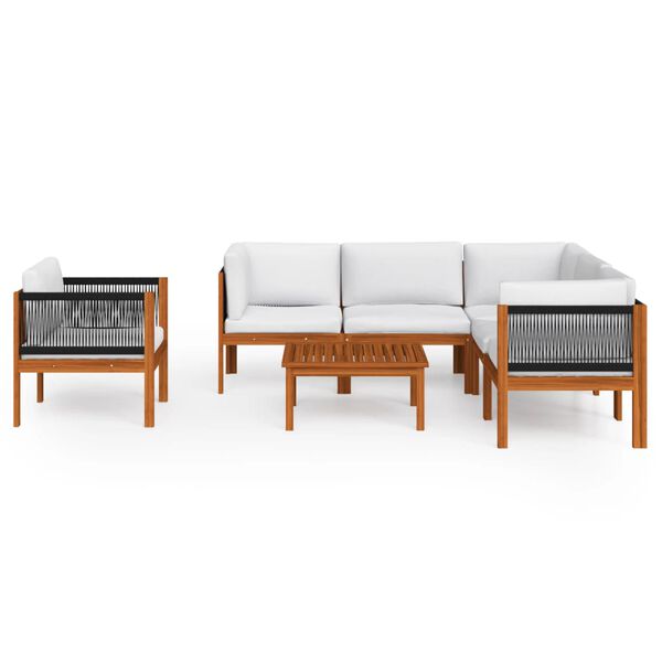vidaXL Set da Giardino 7 pz con Cuscini in Legno Crema, Acacia e Corda