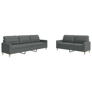 vidaXL Set di Divani 2 pz Grigio Scuro in Tessuto