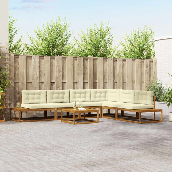 vidaXL Set di divani da esterno 7 Pezzo Naturale e Crema