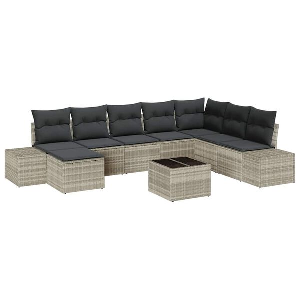 vidaXL Set Divano da Giardino 8 pcs Grigio chiaro polyrattan