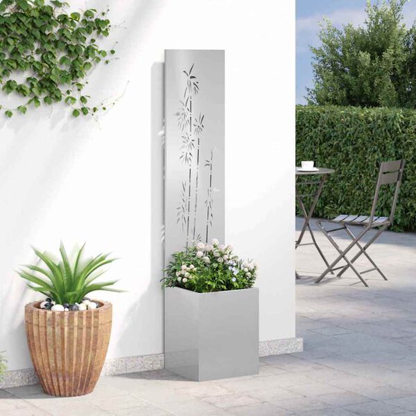 vidaXL Schermo per privacy in giardino Floreale Argento 32 x 140 cm