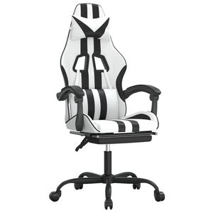 vidaXL Sedia da Gaming con Poggiapiedi Bianco e Nero in Similpelle