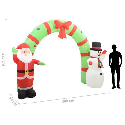 vidaXL Arco con Babbo Natale Gonfiabile e Pupazzo di Neve LED 223 cm